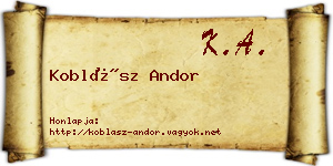 Koblász Andor névjegykártya