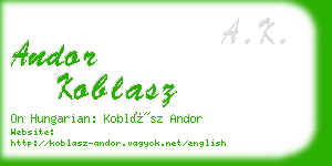 andor koblasz business card